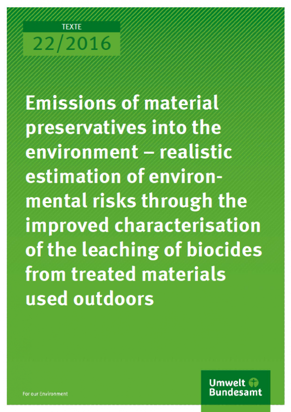 Emissions of material preservatives into the environment – realistic estimation of environmental risks through the improved characterisation of the leaching of biocides from treated materials used outdoors.