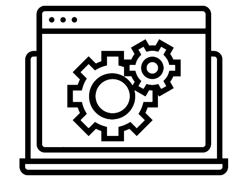 Eine stilisierte Darstellung eines Laptops mit einer Entwicklungsumgebung